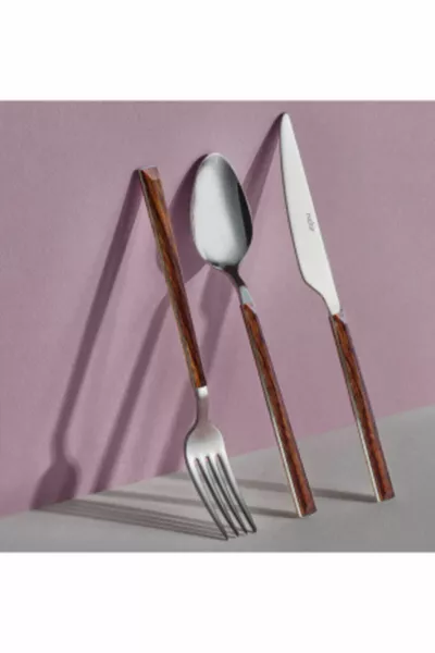 Винтажный набор столовых приборов с пластиковыми бамбуковыми ручками,  предметов