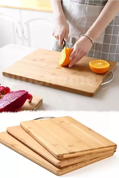 Cutting Board with Steel Handle Cheese Serving Tray Meat Vegetable Chopping Board Size *