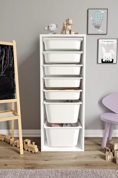 % MDF - XL Mono Spielzeugschrank mit 7 Körben