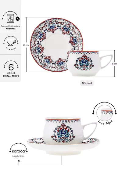 Ensemble de 6 tasses à café Nakkaş  ml