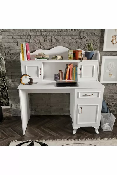 Kartopu Schreibtisch, Computertisch, Bürotisch Weiß - Komplett aus hochwertigem MDF