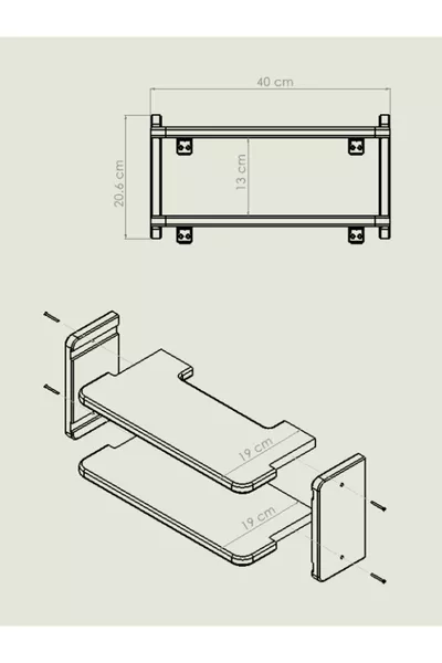 Decorative Double Shelf, Accessory Shelf, Two-Compartment Modem Shelf
