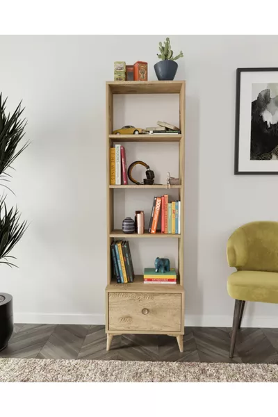 Acacia Oak MDF Bookshelf with Drawers