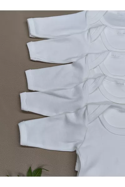 Lot de 5 bodies bébé à manches longues avec pressions, filles et garçons, manches longues