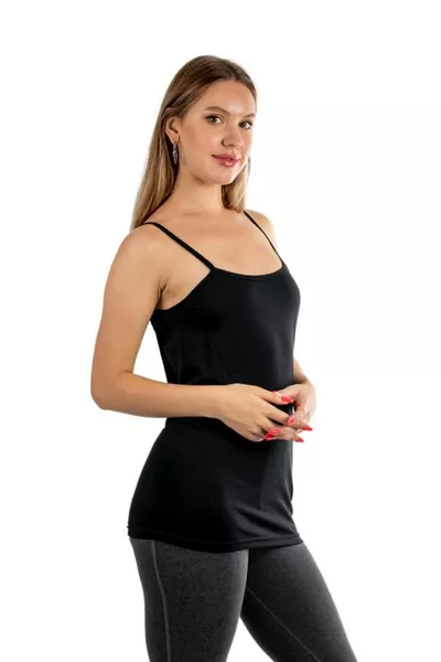 قميص داخلي نسائي بحمالات سوداء، عبوة من 6 قطع