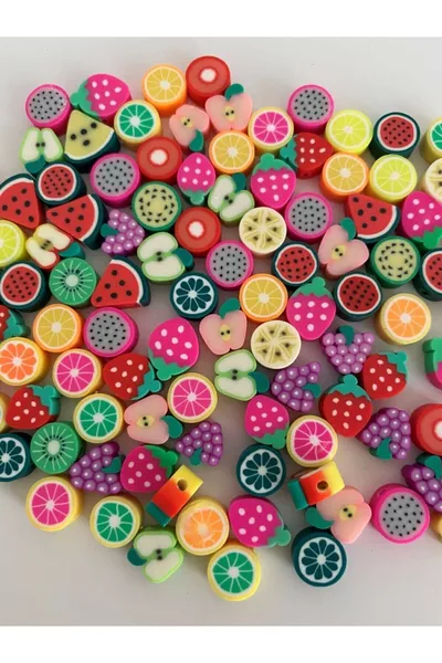  мм полимерная глина Fimo, смешанные фруктовые бусины, для DIY украшений, фигурки фруктов, разделительные бусины ( штук)