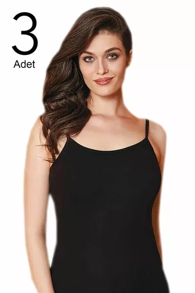 Damen Schwarzes 3er-Pack Trägertop mit Lycra 