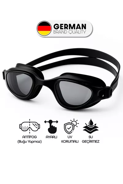 Large Boy Pro Silicone Adult Swimming Goggles, Anti-Fog and Waterproof, Black