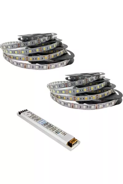  Şerit LED  Metre K Beyaz (  ) + .5 Amper  Watt Slim LED Trafo