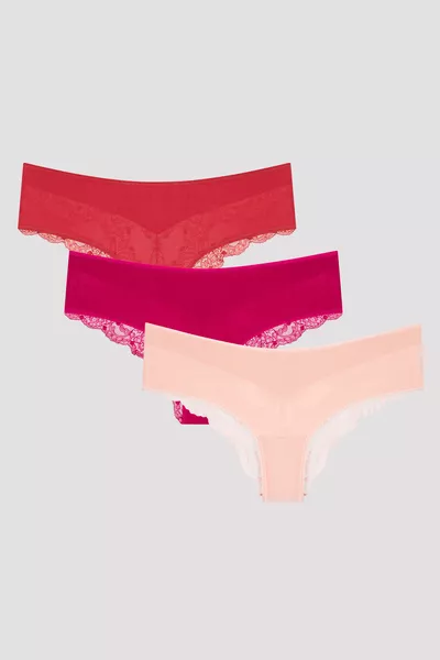 Hot Summer Lace Detailed 3-Piece Multicolor Hipster Panties
