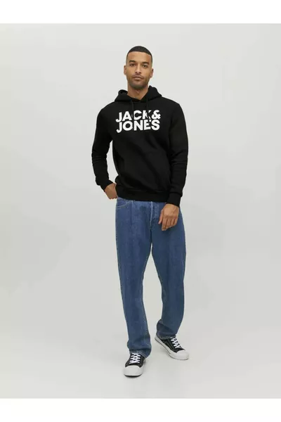 سويت شيرت رجالي أسود بشعار Jjecorp 