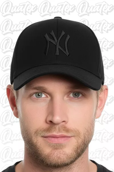 قبعة نيويورك المطرزة – أسود، % قطن غاباردين، موديل للجنسين