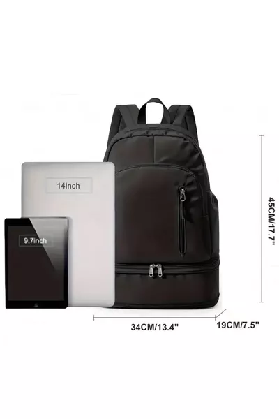 حقيبة ظهر رياضية احترافية - مع قسم للأحذية، وجزء للابتوب، وحقيبة ظهر مقاومة للماء