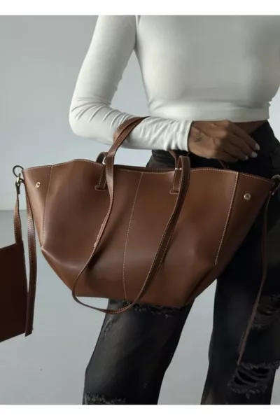 حقيبة بنية للمرأة من بولين لليد والكتف على بنترست