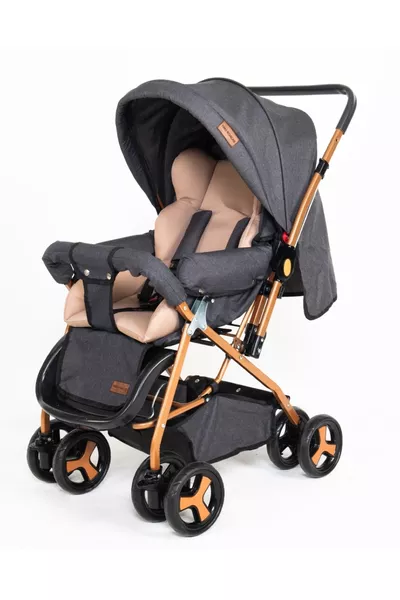 Newborn Set Travel System Baby Stroller Gold Bassinet