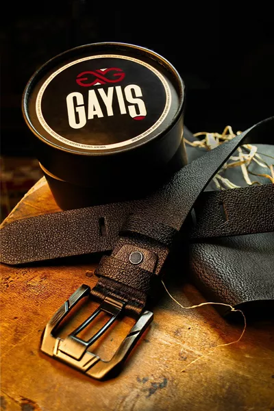 حزام رجالي من الجينز بعلبة بيضاوية خاصة | مصنوع من جلد الجاموس الأصلي ٪ | حزام هدية للعرس