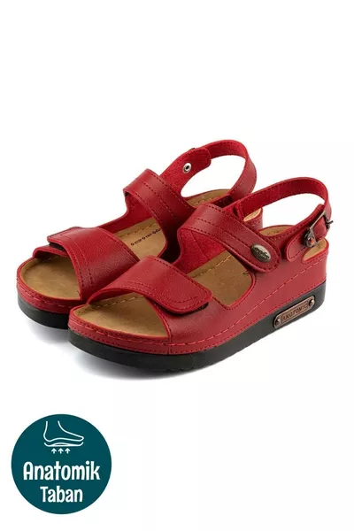 صندل نسائي يومي بقاعدة تشريحية تقويمية، مزدوج الشريط، بإبزيم خلفي