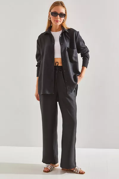 Women's Elastic Waist Pants and Top Set