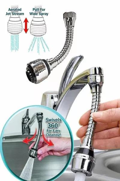 Турбо Флекс Пластиковая Гибкая Насадка на Кран с Регулируемой Двухступенчатой Функцией