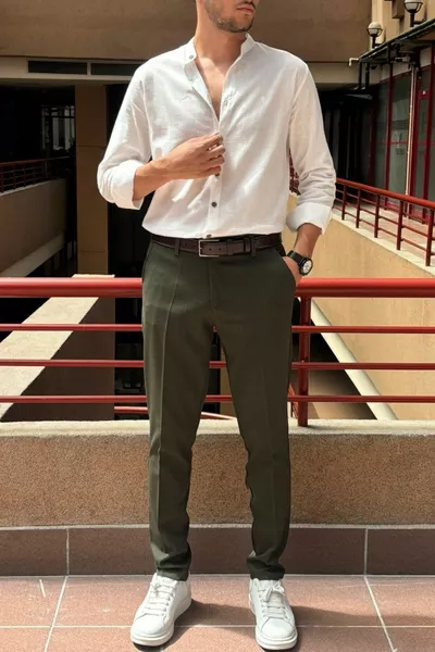 Erkek, Standart-fit, A Kalite, Old Money, Kumaş Pantolon 