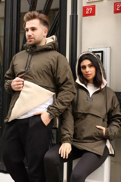 Waterproof Hooded Sweat Jacket with Kangaroo Pocket and Furry Lining