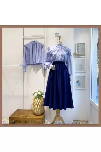 Premium Belted Pocketed Poplin Skirt