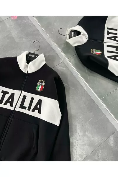 Unisex Italië Print Kleurige Dikke Jas