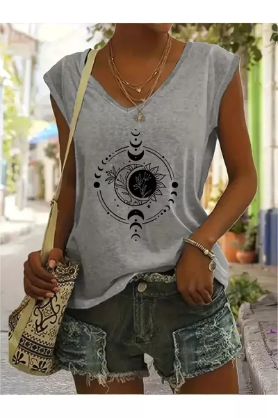 Dames V-hals Mouwloze Oversized Losvallende Boyfriend T-shirt