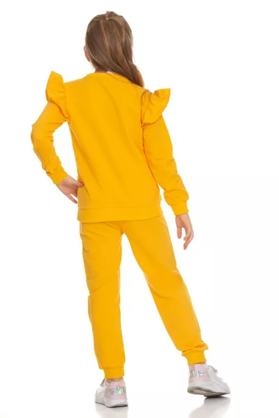 Детски комплект за момиче с къси ръкави и волани за сезонна употреба