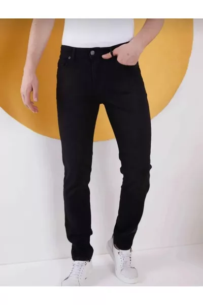 بنطلون جينز رجالي بقصة مستقيمة ومطاطي اللون