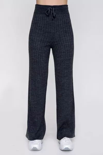 Women's Ribbed Knit Pants Anthracite 