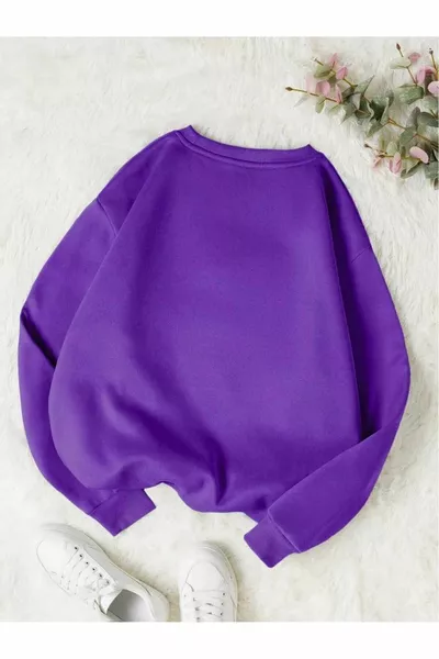 Unisex Purple Crew Neck Sweatshirt