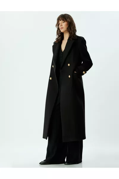 Manteau long oversize en cachemire à boutons croisés