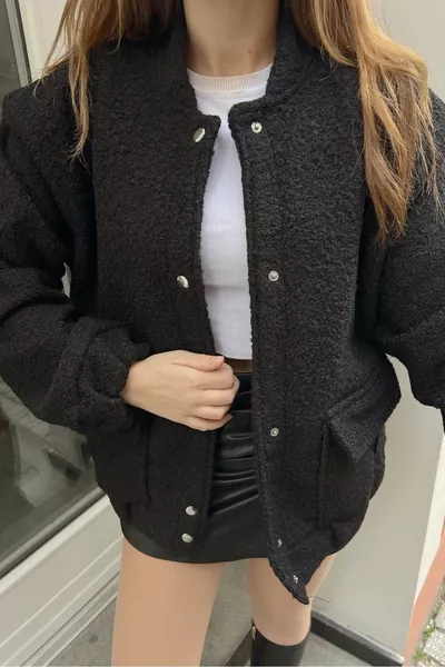 المرأة جيب مزدوج المفاجئة السحابة معطف نسيج اللوبيا