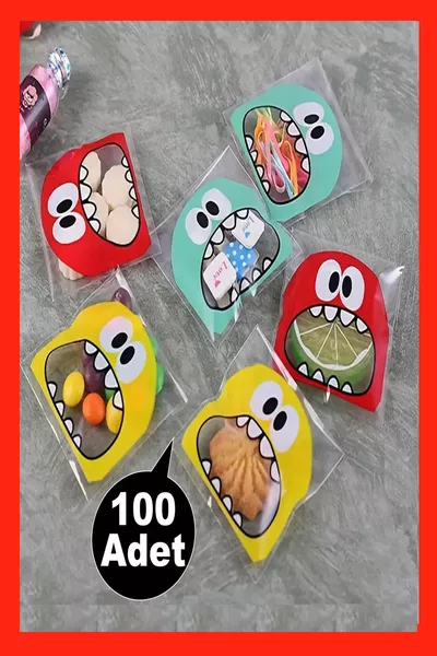 كيس شفاف بنقشة وحش مع شريط لاصق هدية جيلاتين لاصق ذاتيًا سم × قطعة