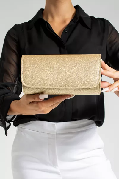 Women's Glitter Gold Mini Clutch Evening Shoulder Bag