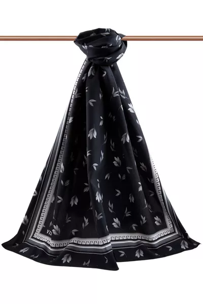 وشاح نسائي فاخر من حرير المدينة باللون الأسود