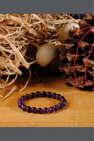 سوار هدية من حجر الجمشت المعتمد لمكافحة الحساسية وحجر الطاقة وحجر الحب