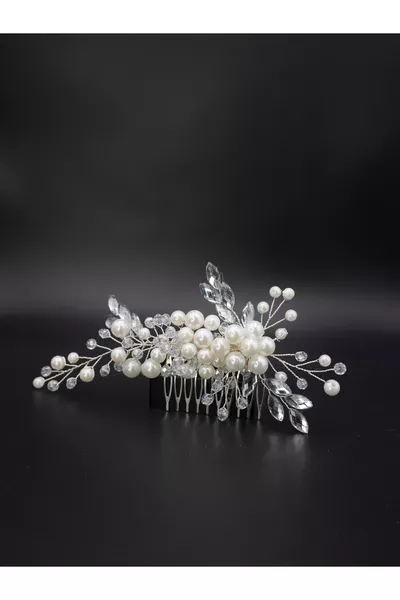 إكسسوار شعر أنيق بتفاصيل حجر الكريستال واللؤلؤ، للخطوبة، الزواج، إكسسوار العروس، العروس