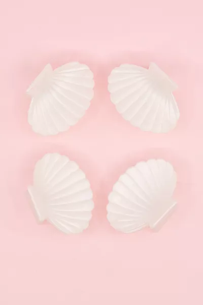 Комплект за коса с 4 кремави перли с морска черупка и щипка мида за жени