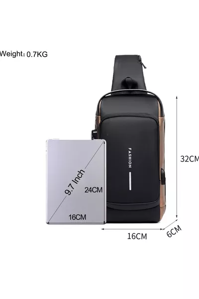 Sac banane élégant avec port de charge USB et fermeture verrouillable