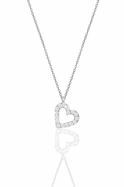 Silver Rhodium Zircon Stone Heart Necklace polishing