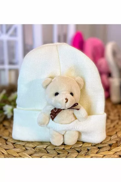 قبعة شتوية مع دب صغير (قبعة للكبار بشكل دب) قبعة ملونة للشتاء