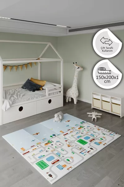 حصيرة ألعاب قابلة للطي على الوجهين من City Pulse - حصيرة ألعاب سم (مع حقيبة حمل)