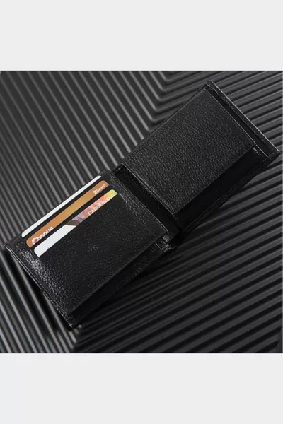 Williampolo Italy Exclusive Design Кожаный мужской черный футляр для карт и кошелек