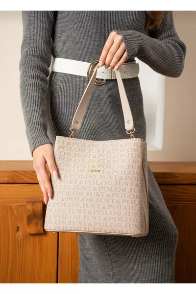 Kadın Taş Rengi 5 Bölmeli Iki Askılı Omuz Ve Çapraz Çantası