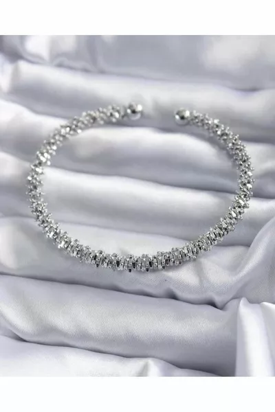 L Steel Silver Color Luxury Shiny Women's Bracelet