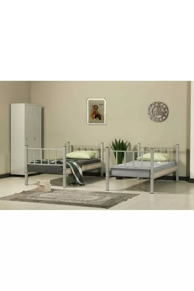 Dorm Metal Bunk Bed Gray