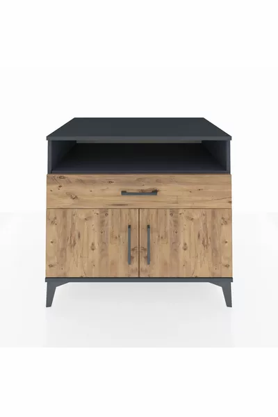 Kronos Şifonyer 2 Raflı Tek Çekmeceli 2 Kapaklı  Antrasit-Çam