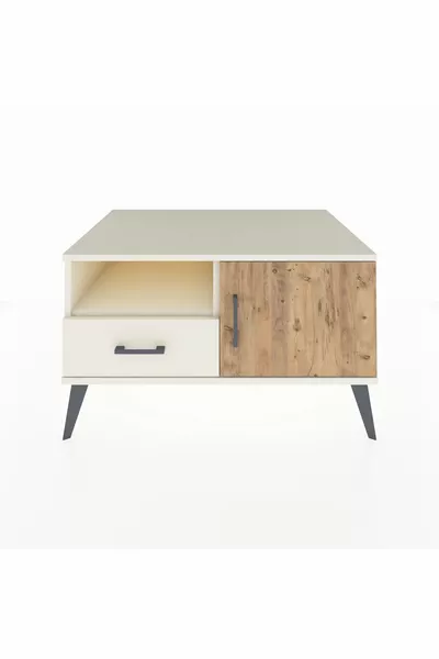 خزانة كرونوس ذات رفين ودرج واحد وباب واحد، لون حجر القمر/الصنوبر